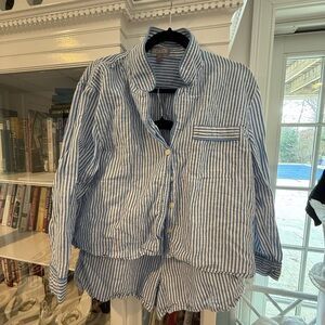 J. Crew Blue and White Striped Pajama Set